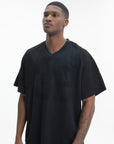Arte T-Shirt Baseball Print V-Neck Black