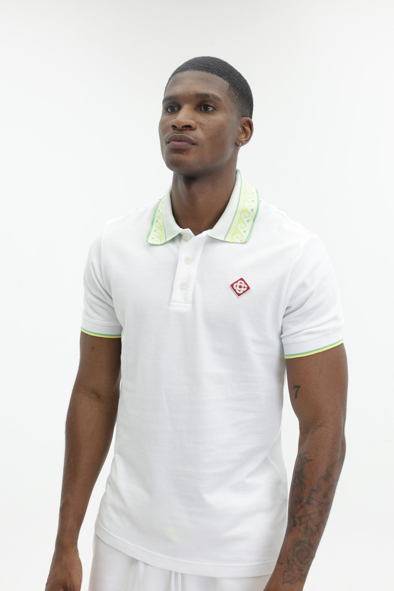 トップス Herlipto Laurel Emblem Polo Shirt Casablanca Textured Pique Laurel Polo White - AL Capone Premium