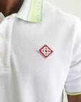 Casablanca Textured Pique Laurel Polo White
