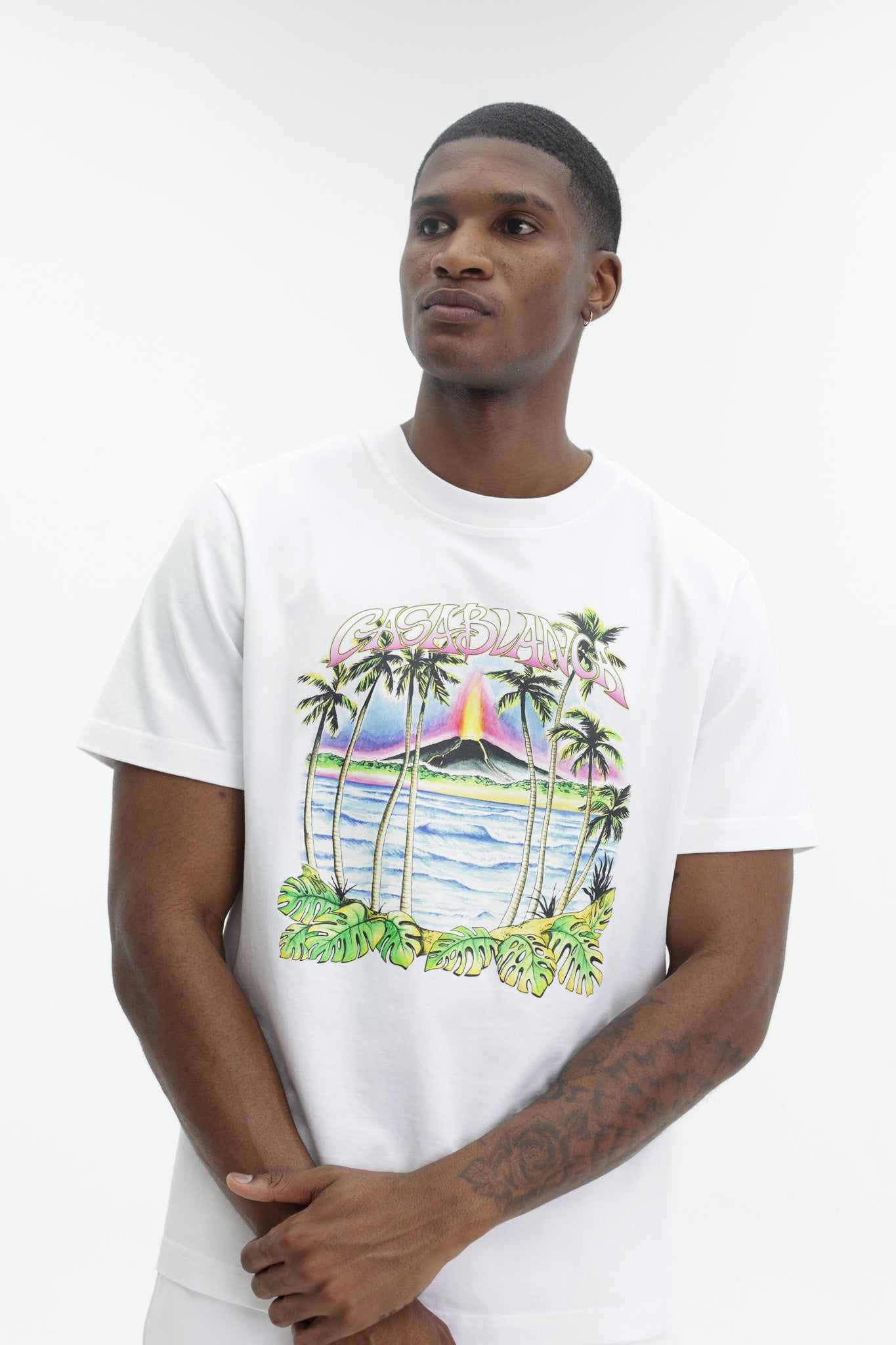 Casablanca Volcano Printed Classic T-Shirt White - AL Capone Premium