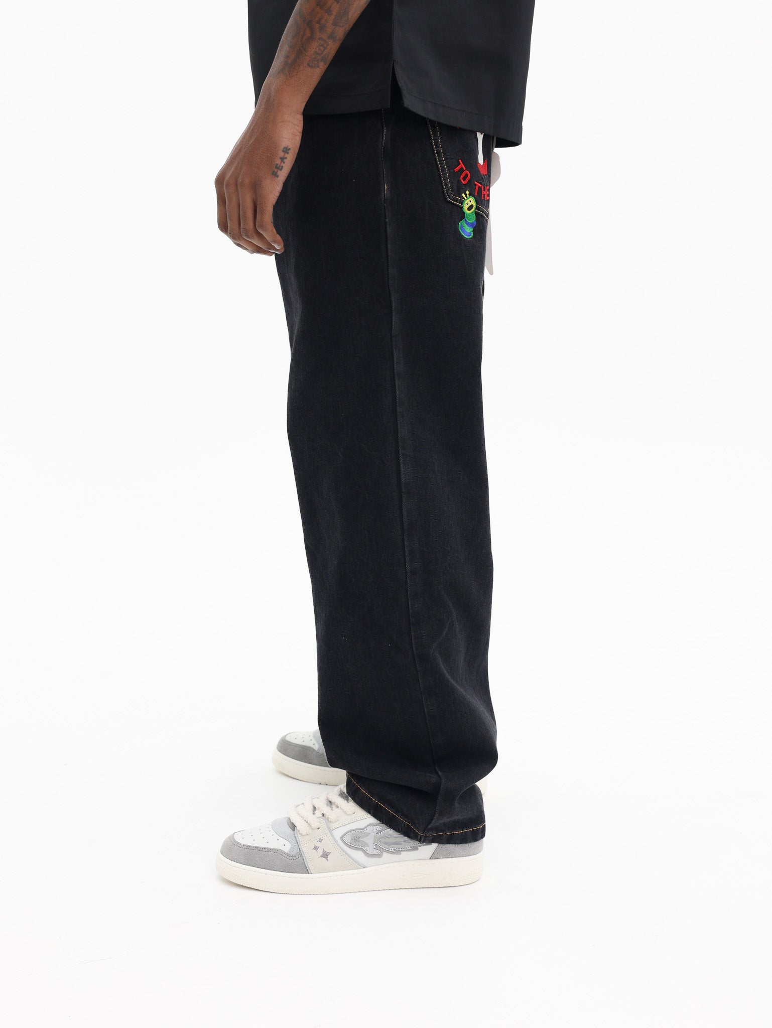 Ice Cream Double Scoop Apple Denim Pants Black - AL Capone Premium