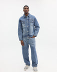 Billionaire Boys Club Script Logo Denim Jacket Mid Wash Blue