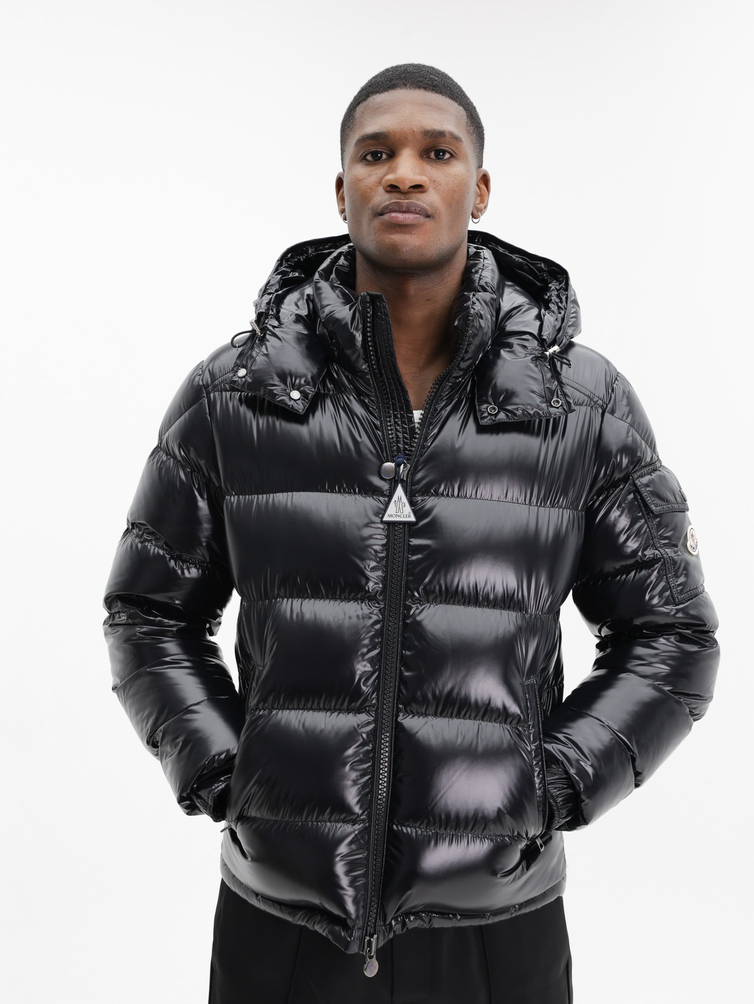 MONCLER ブラックジャケット チェーンディテール Moncler Jacket Maya Black - AL Capone Premium