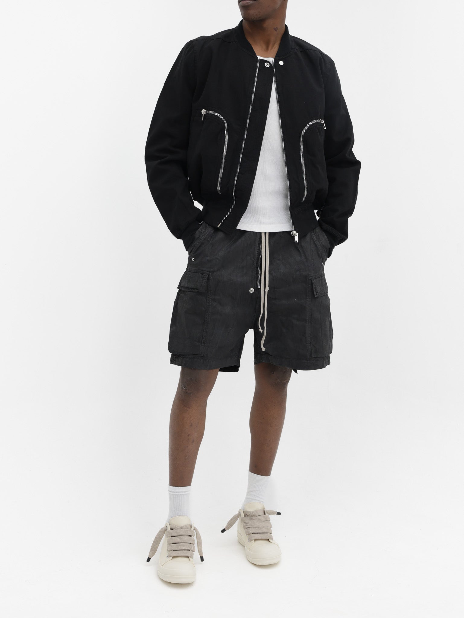 Rick Owens Jacket Silver Zip Pockets Black - AL Capone Premium