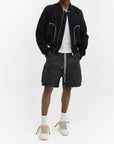 Rick Owens Jacket Silver Zip Pockets Black