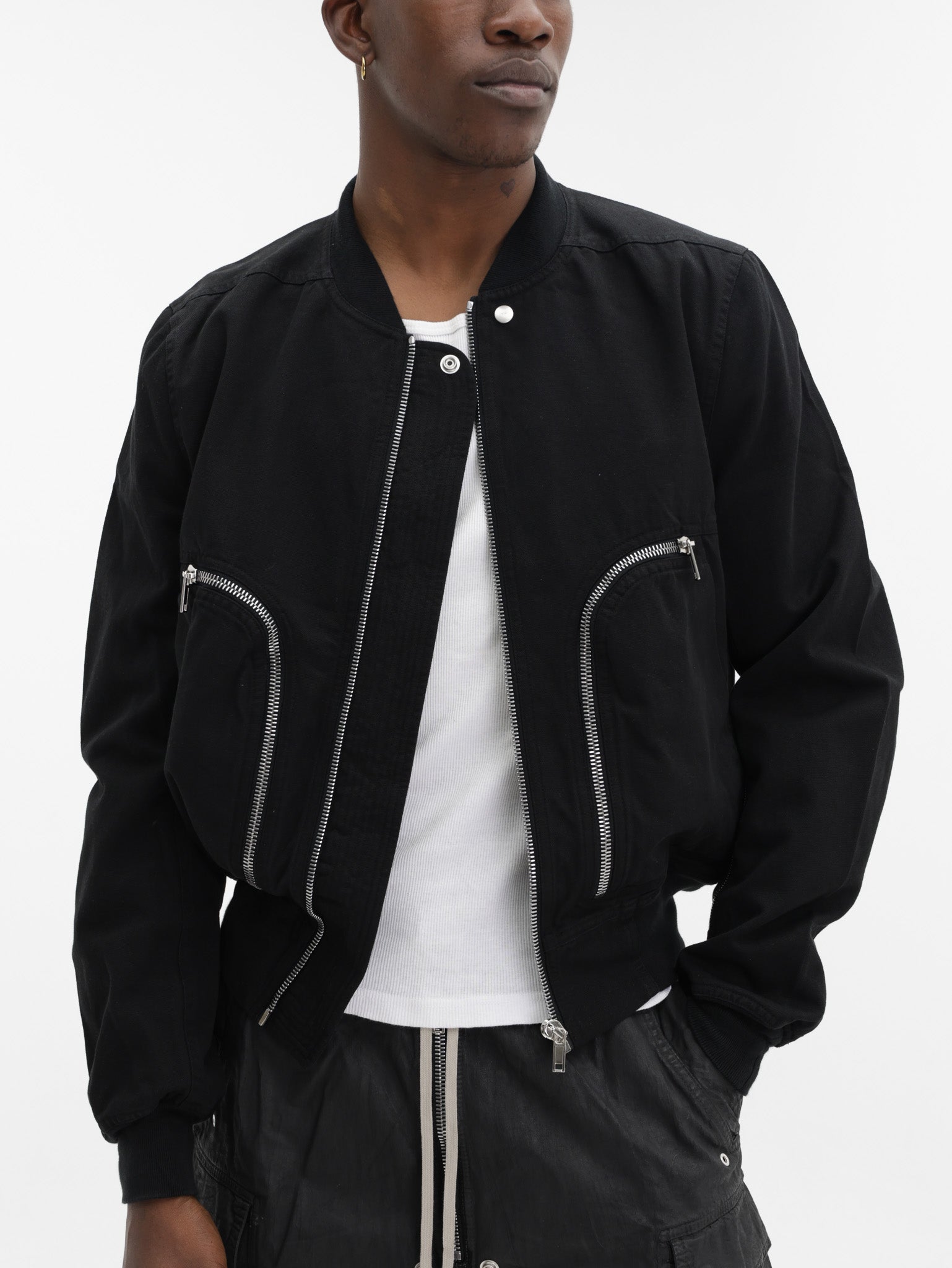 Rick Owens Jacket Silver Zip Pockets Black - AL Capone Premium