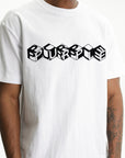 Purple T-Shirt Cube Logo Print White