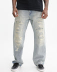 Purple Jeans Thigh Ripped Rust Light Wash