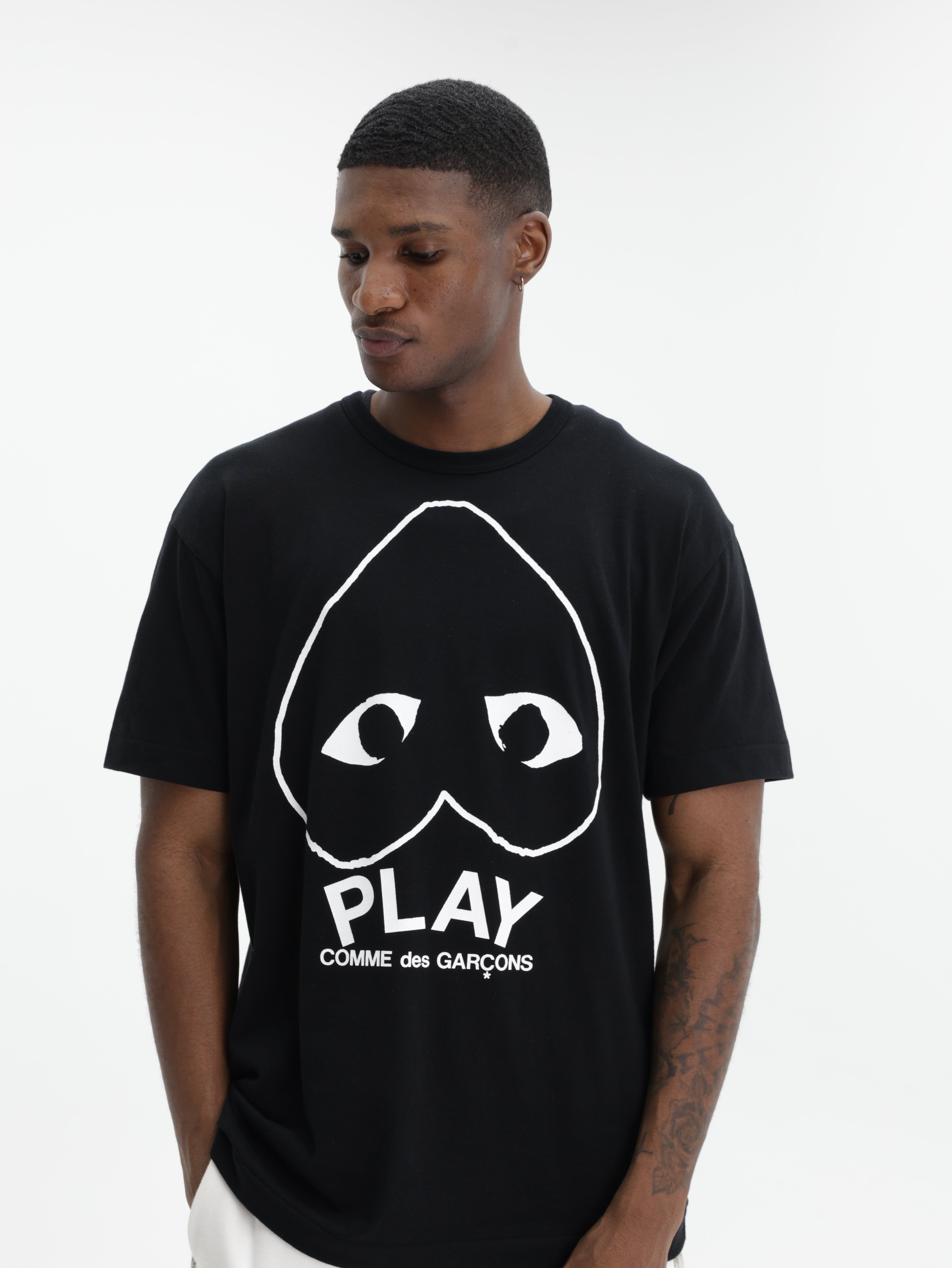 Comme Des Garcons T-Shirt Upside Down Heart Play Black - AL Capone