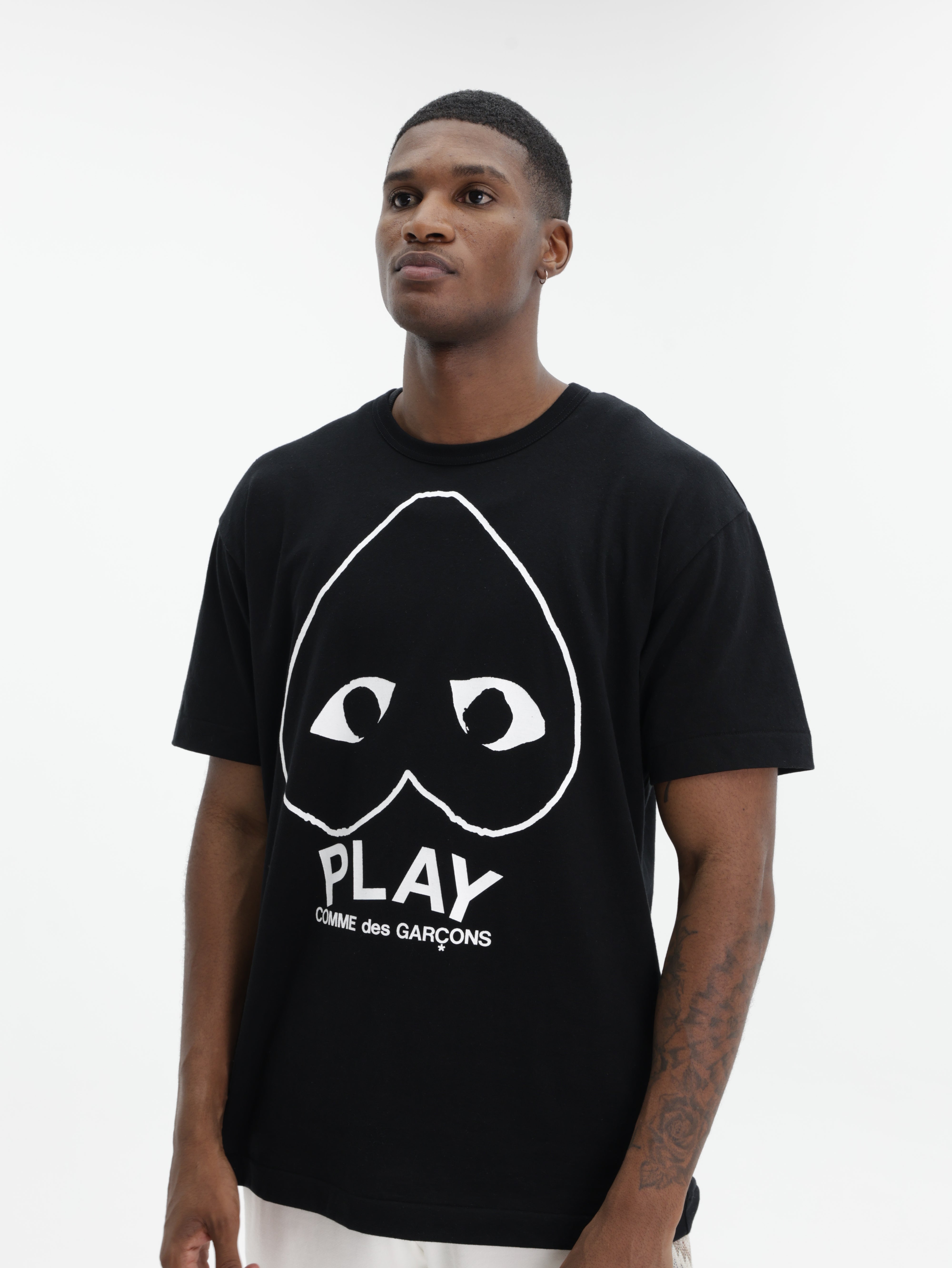 Comme Des Garcons T-Shirt Upside Down Heart Play Black - AL Capone