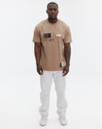 Givenchy T-Shirt Toil Blanche Logo Beige-Camel