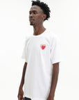 Comme Des Garcons Crew Play Metalstone Heart White-Red