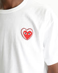 Comme Des Garcons Crew Play Metalstone Heart White-Red