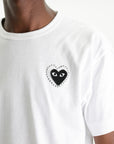 Comme De Garcons Crew Play Metalstone Heart White-Black