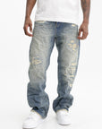 Purple Jeans Repair Destroy Indigo