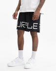 Purple Shorts White Knee Print Black