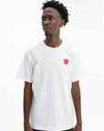Comme De Garcons Crew Play Studded Heart White-Red