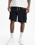 Purple Sweatshorts Fleece Cargo Black