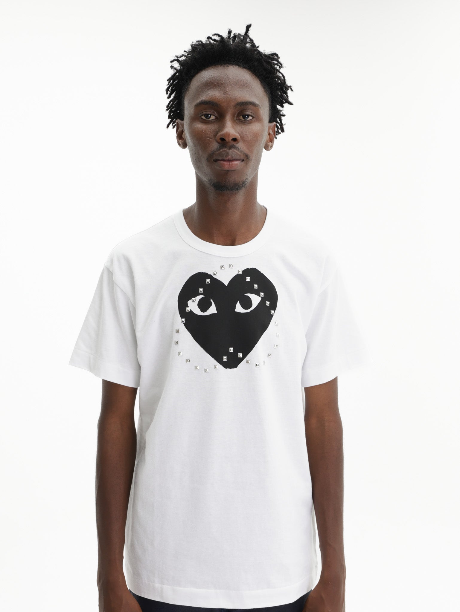 Comme Des Garcons Crew Play Stud Print Black Heart White – AL