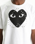 Comme Des Garcons Crew Play Stud Print Black Heart White