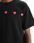 Comme Des Garcons Crew Play Triple Red Heart Black