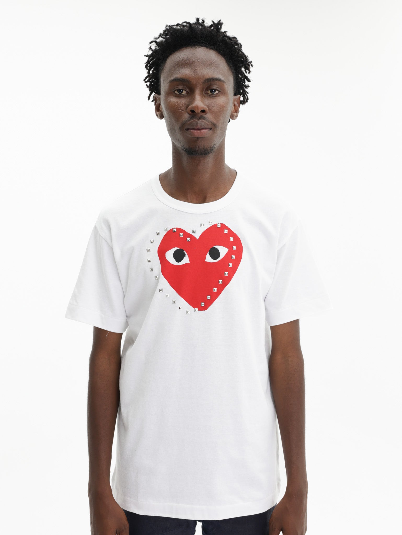 Comme De Garcons Crew Play Stud Print Red Heart White – AL Capone