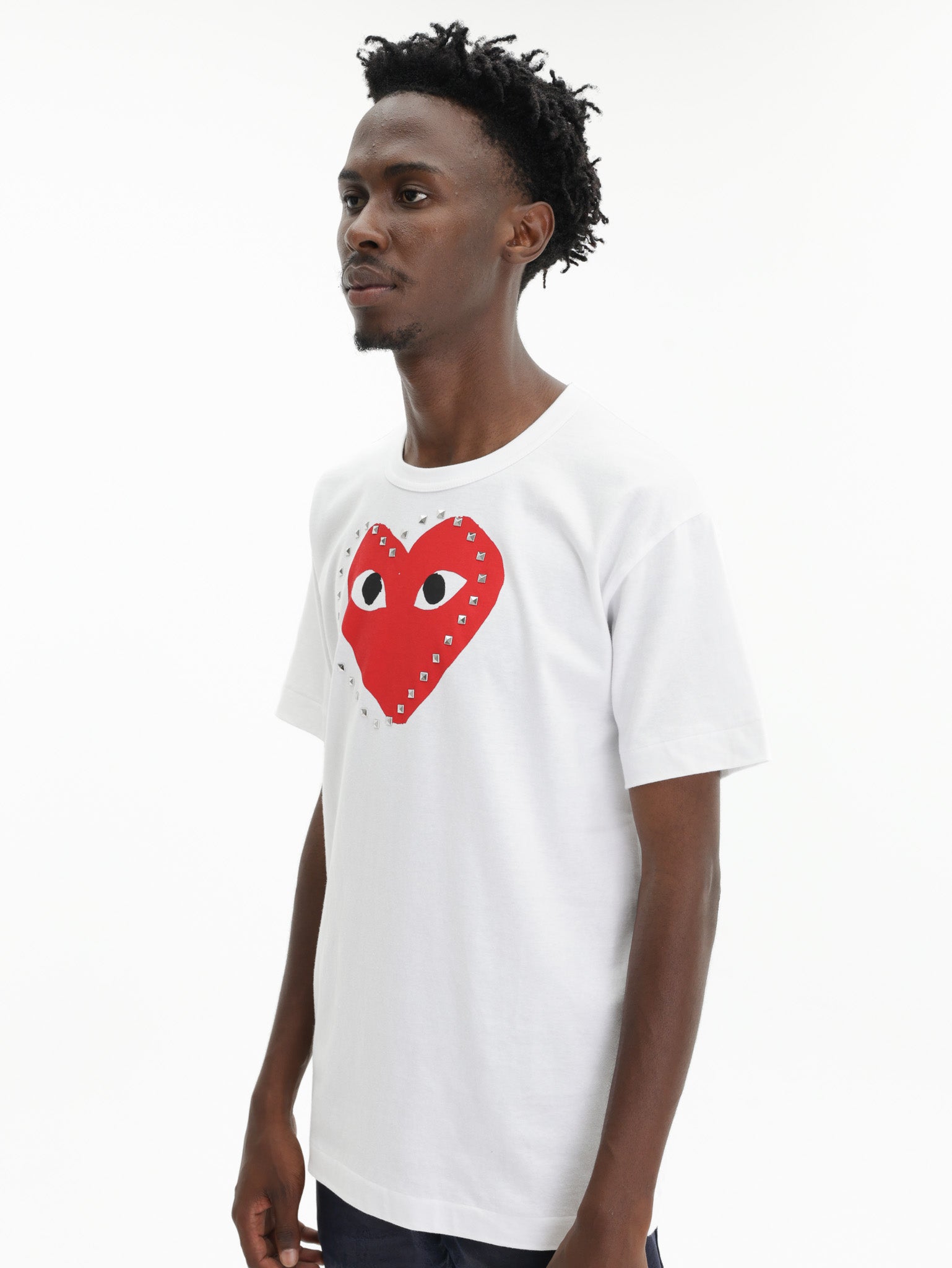 Comme De Garcons Crew Play Stud Print Red Heart White – AL Capone