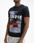 Purple T-Shirt Knitwear Short Slv Black