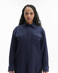 Kenzo Overshirt Curved Hem Navy