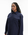 Kenzo Overshirt Curved Hem Navy