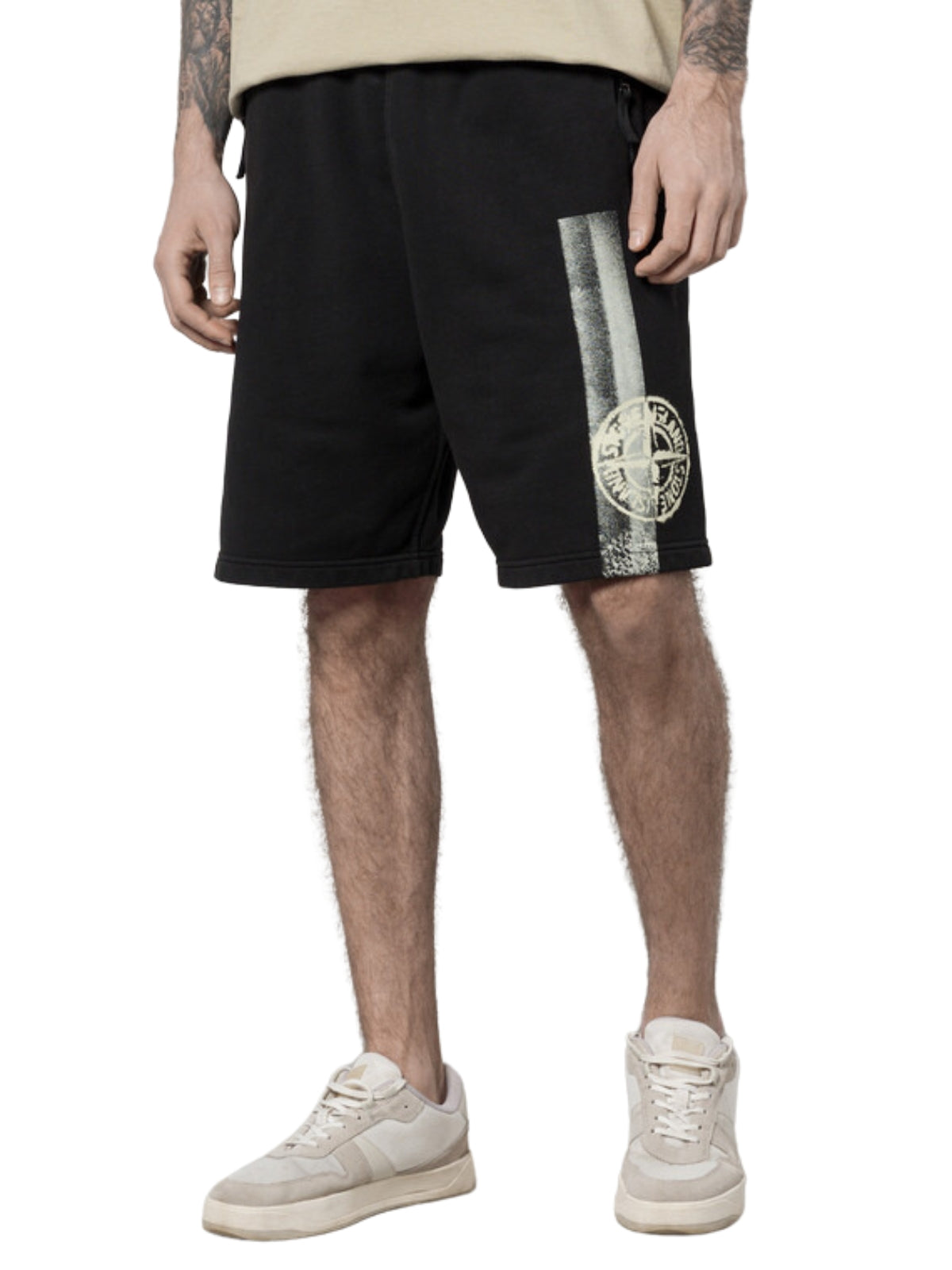 Stone Island Shorts Fleece Logo Black-AL Capone Premium