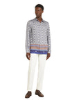 Etro Shirt Long All Over Print Blue