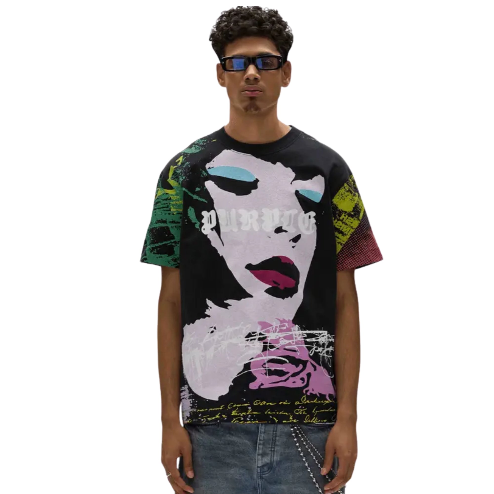 Purple T-Shirt Femme Logo Black-AL Capone Premium