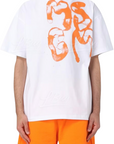 Msgm T-Shirt Brushed Logo White-Orange