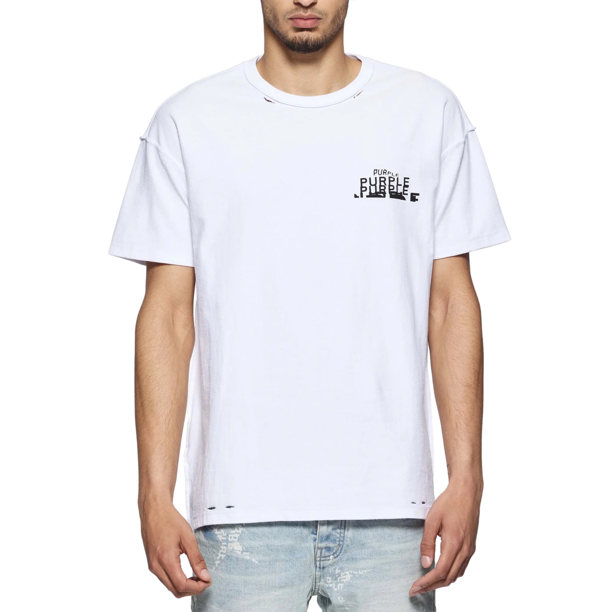 Purple T-Shirt Multi Logo White-AL Capone Premium