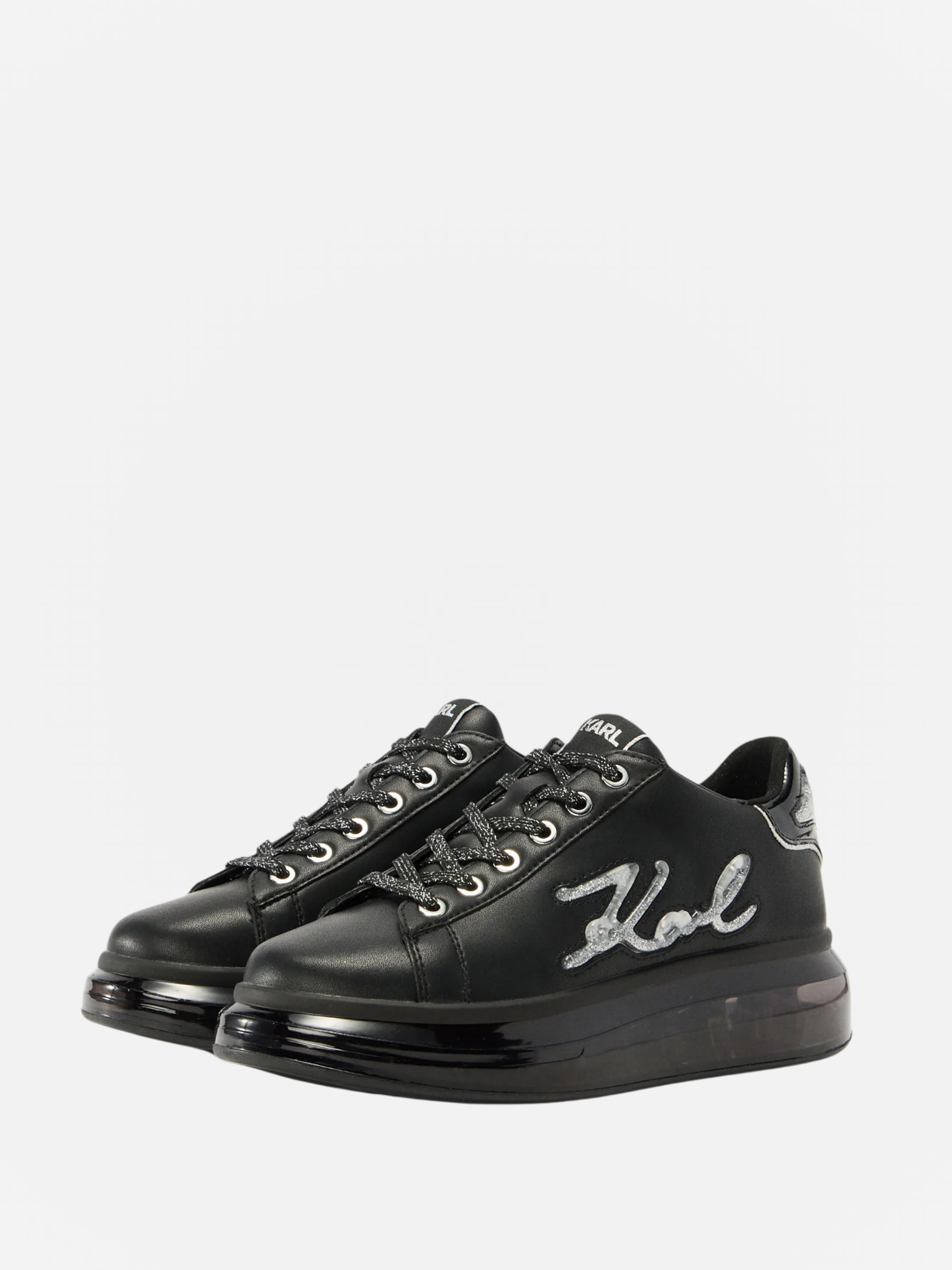Karl Lagerfeld KLL281 Sneaker Kapri Kushion Signia Glitterflow Black Leather/ Mono-AL Capone Premium