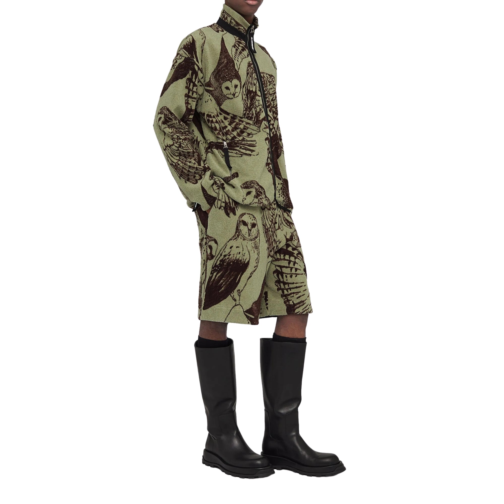 Jil Sander Jacket Allover Owl Print Khaki-Brown-AL Capone Premium