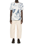 Jil Sander T-Shirt Allover Owl Print White-Blue-AL Capone Premium
