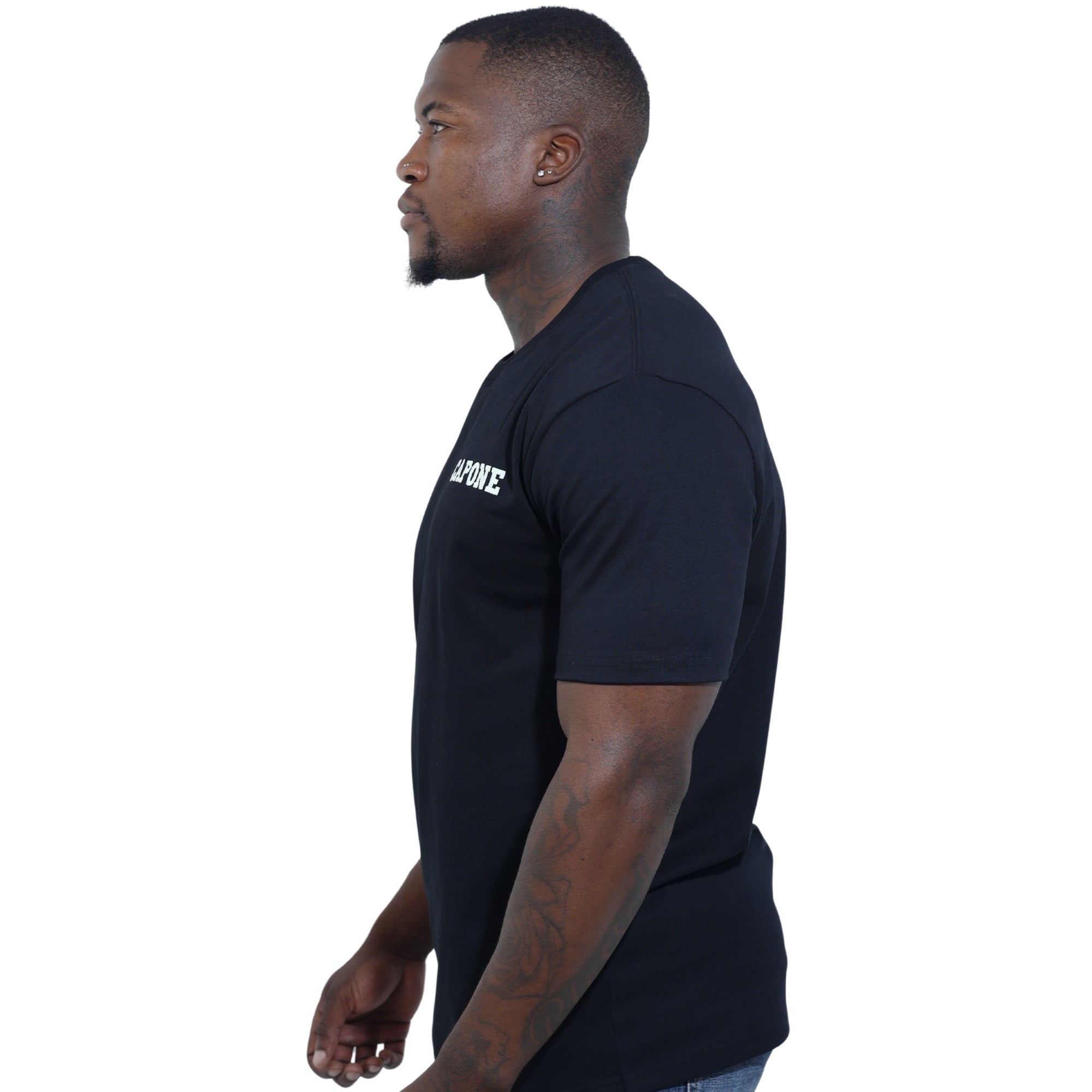 Capone T-Shirt Mexican Crochet Black-AL Capone Premium