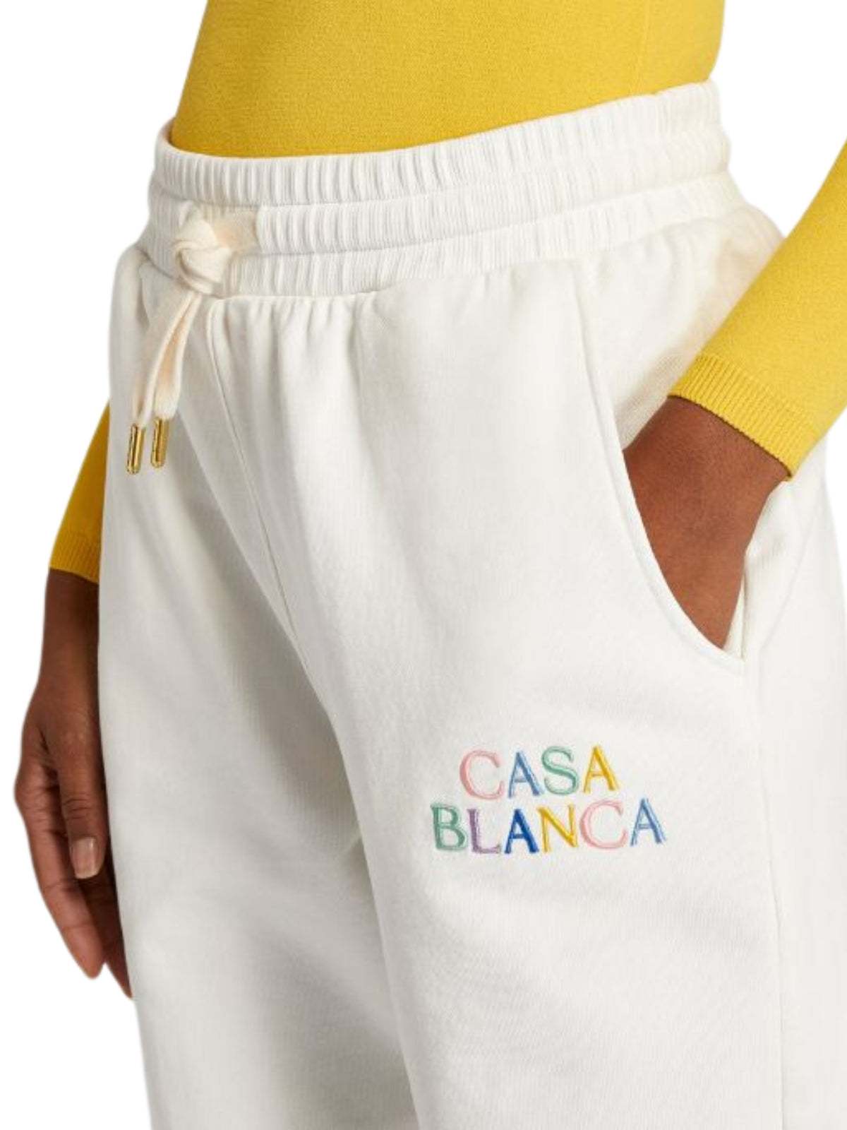 Casablanca Track Pants Embroidered Stacked Logo White-AL Capone Premium