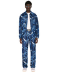 Kenzo Jacket Allover Leaves Print Blue-AL Capone Premium