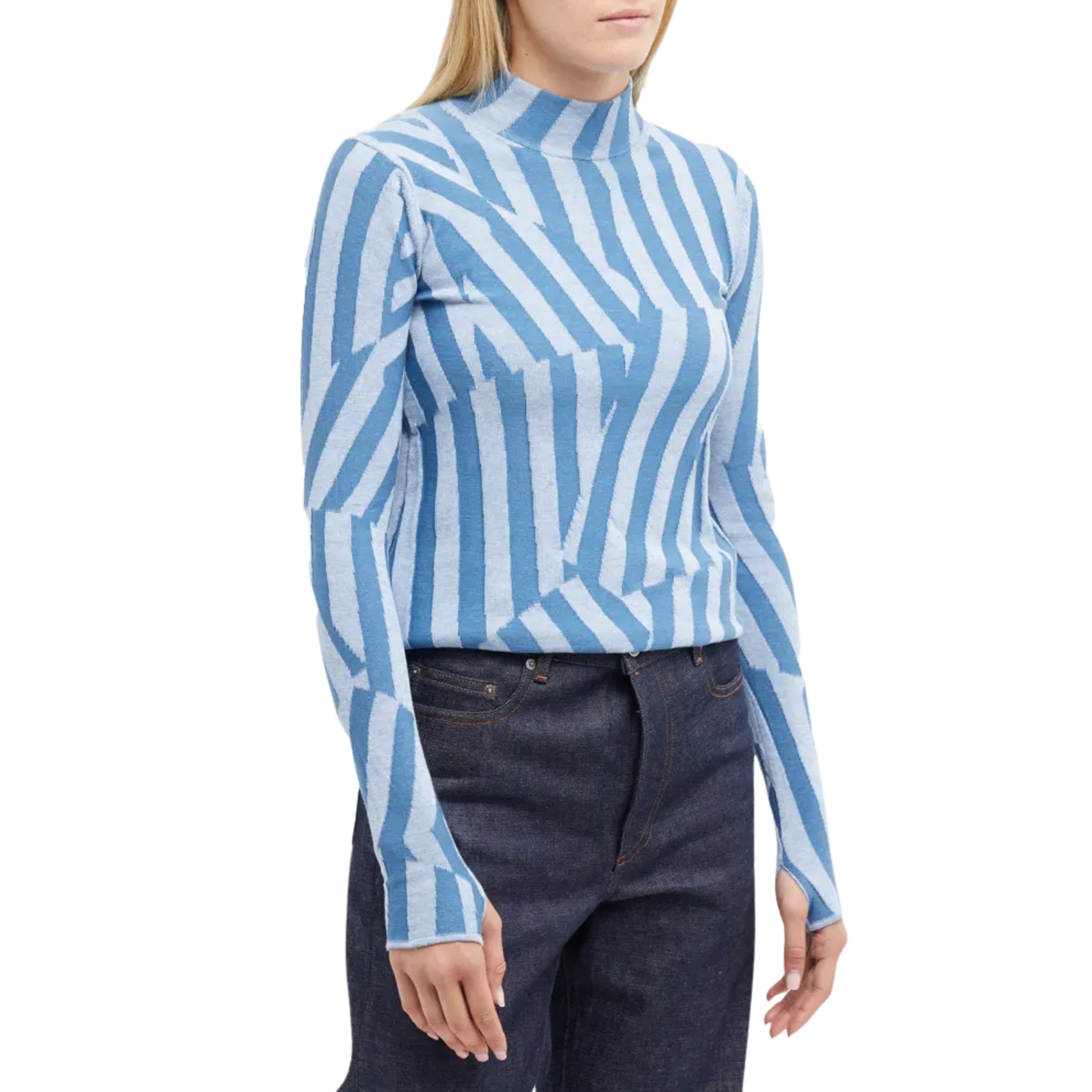 Kenzo Sweater Ladies Allover Stripes Cyan - AL Capone Premium