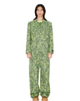 Kenzo Blazer Allover Leaves Print Green