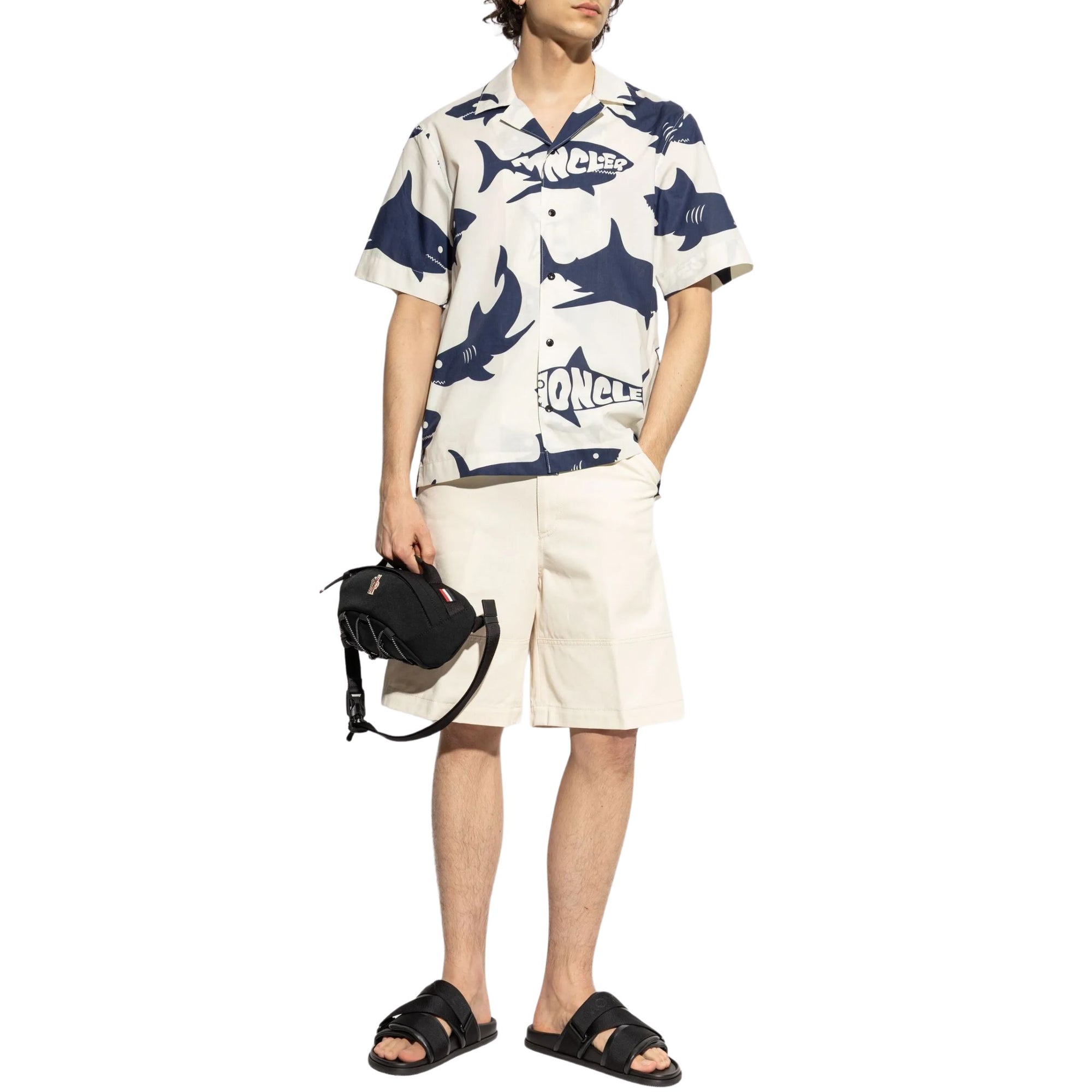 Moncler Shirt Shark Print White-Blue-AL Capone Premium