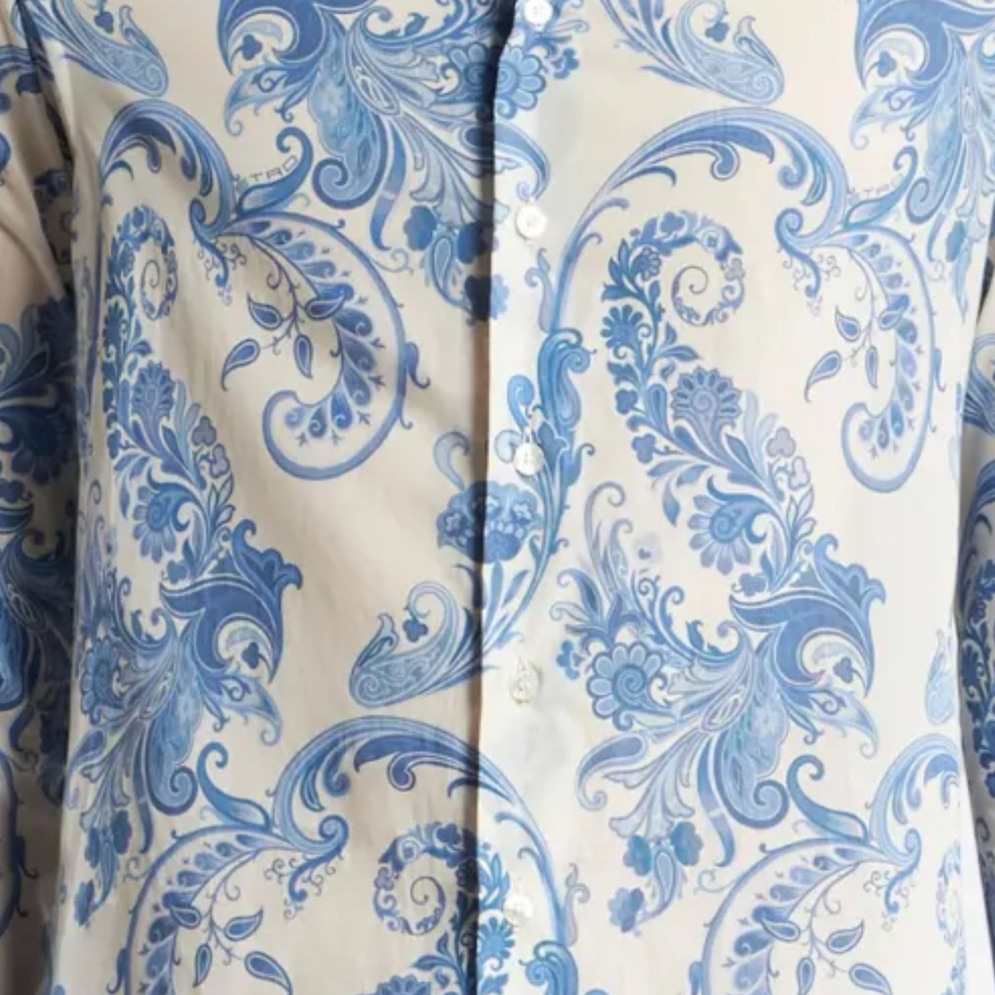 Etro Shirt Allover Paisley Print Blue-White-AL Capone Premium