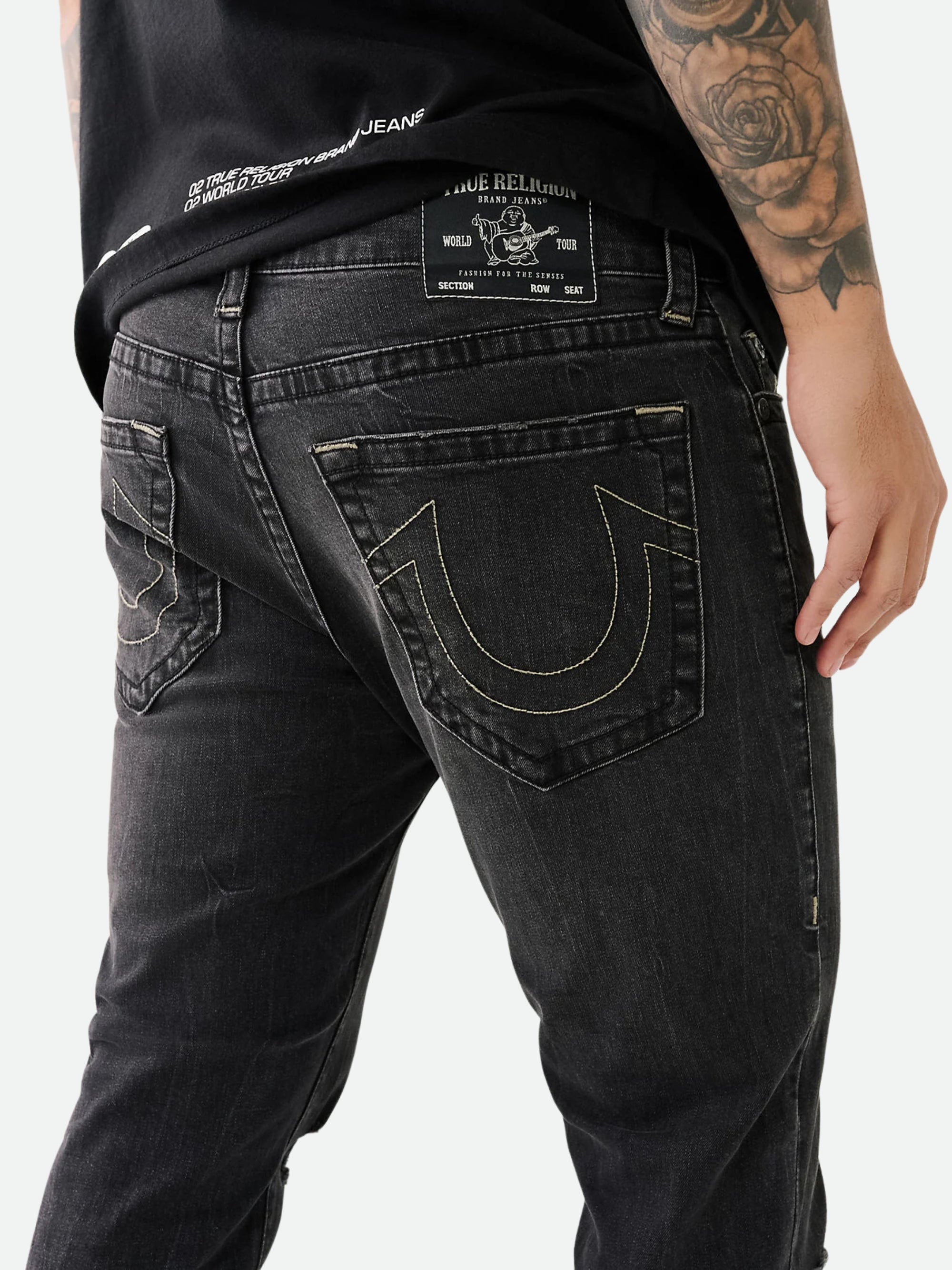True Religion Jeans Rocco High Rock Rips Black Wash-AL Capone Premium