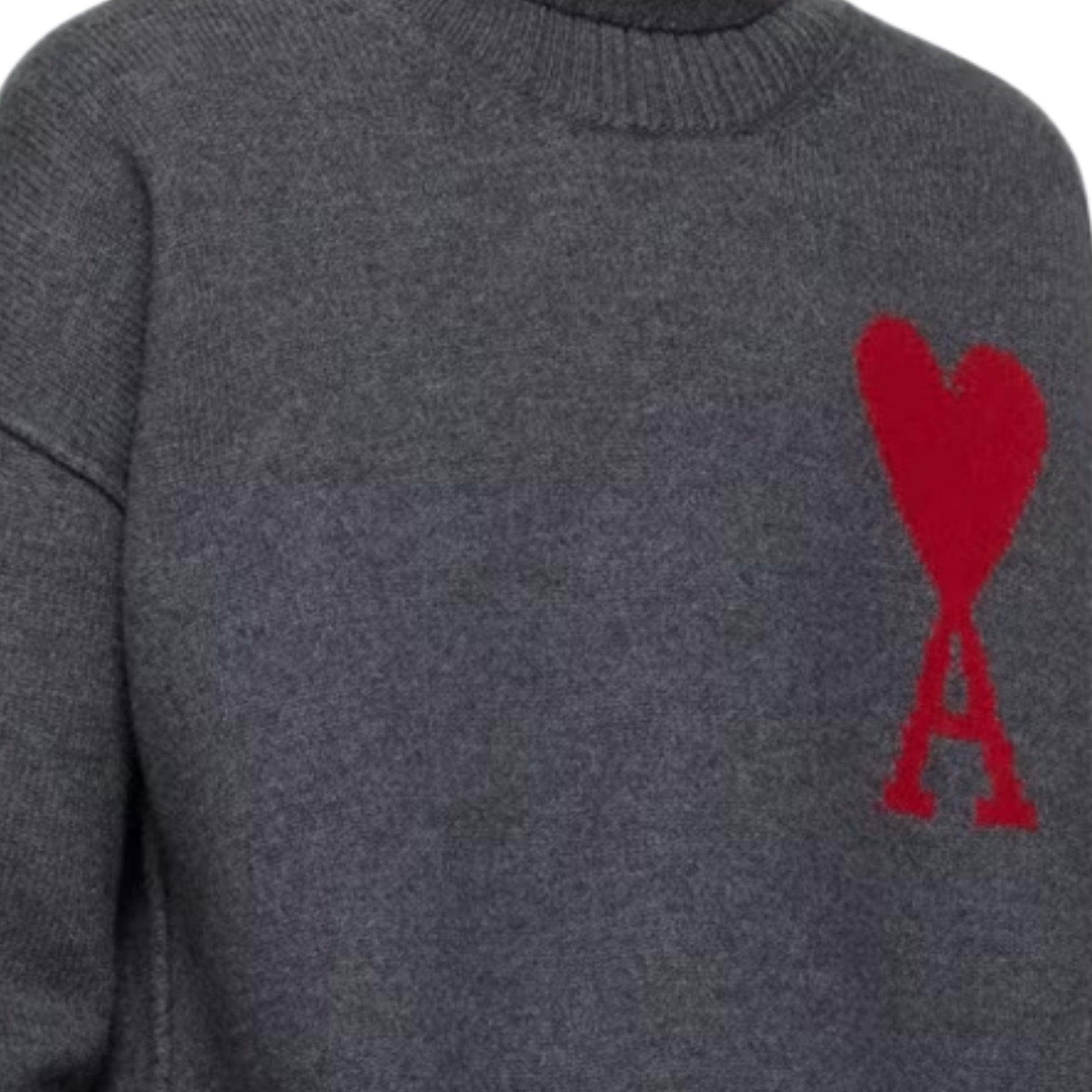 Ami Turtleneck De Coeur Logo Dark Grey-AL Capone Premium