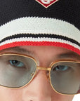 Casablanca Bucket Hat Stripe Crochet Black
