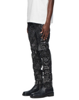 Purple Jeans Allover Print Logo Black