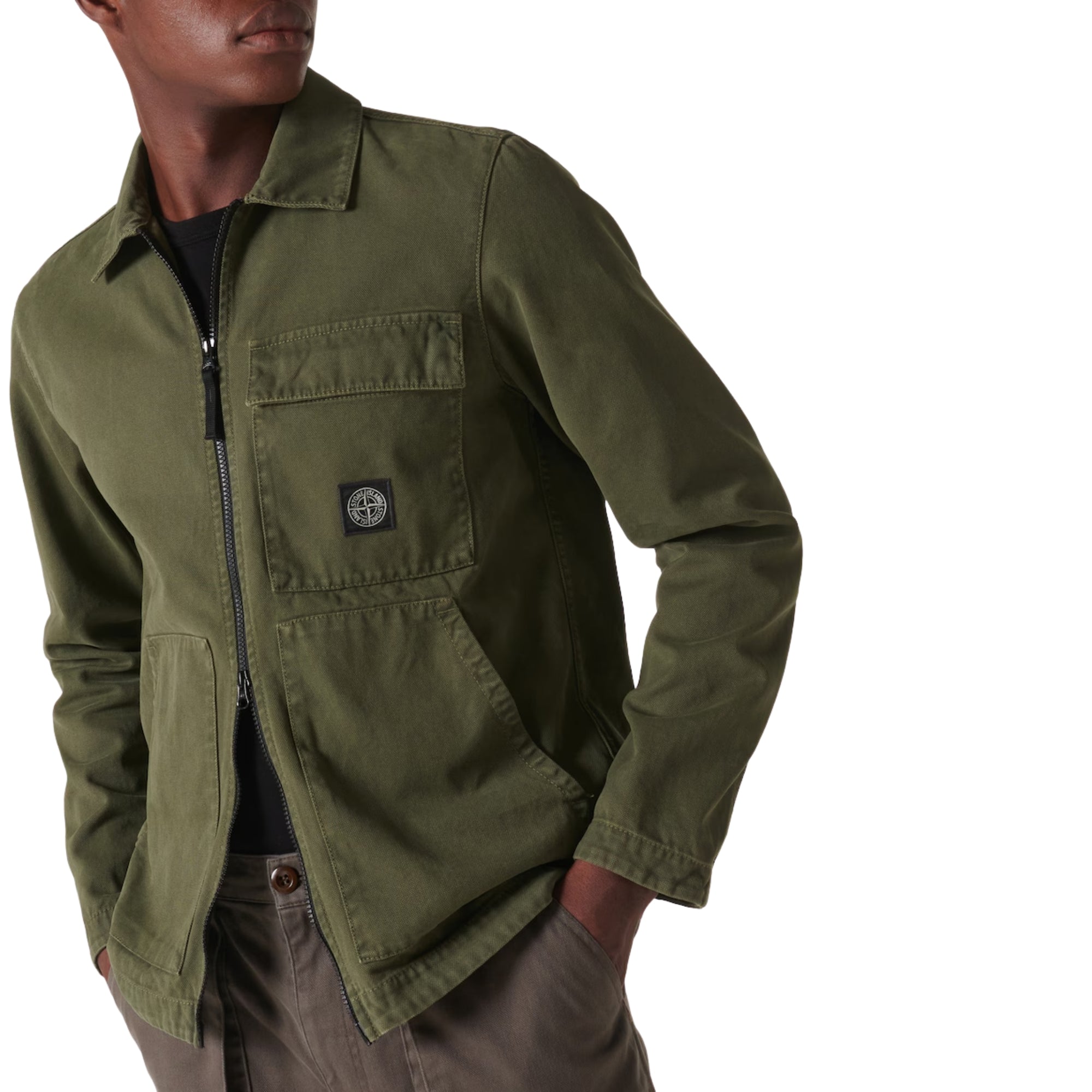 Stone Island Jacket Logo Khaki-AL Capone Premium